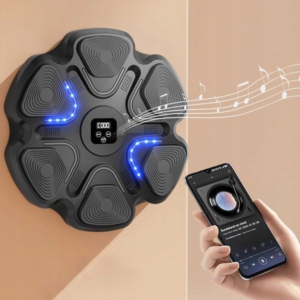 Музична боксерська мішень 38см з Bluetooth + рукавички / Настінний боксерський тренажер з підсвічуванням 234585314 фото