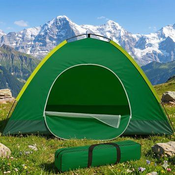Туристическая палатка на 3 персоны (200х110 см), Зеленая / Трехместная палатка для кемпинга / Палатка 3-х местная 234562981 фото