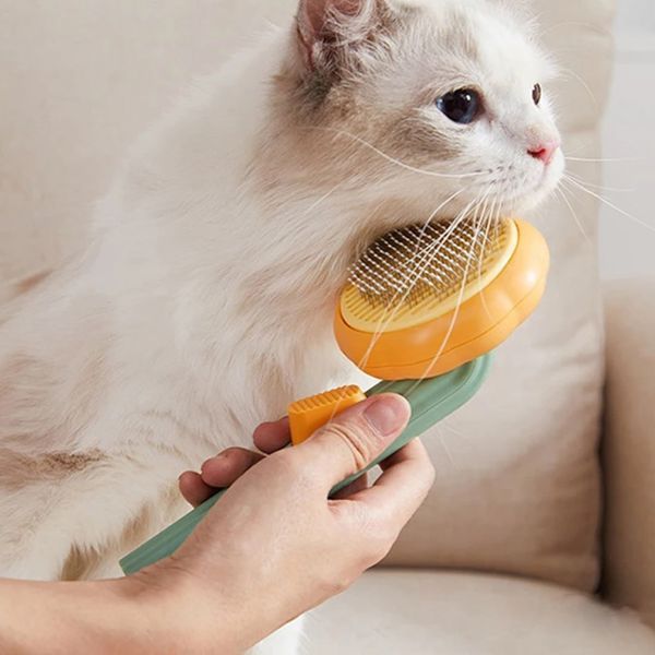 Щетка для вычесывания шерсти кошек и собак, Pet Tails Brush W26 / Расческа для животных с кнопкой 234573195 фото
