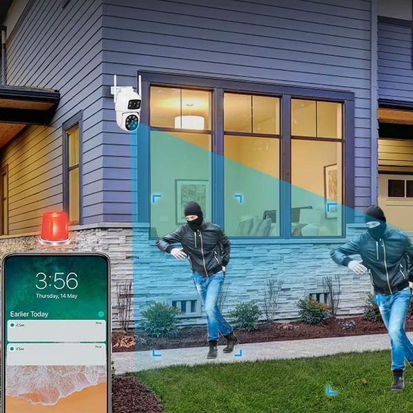 Уличная Wi-Fi камера видеонаблюдения, 2 объектива / Поворотная камера наблюдения / Вайфай камера / IP камера 234581829 фото