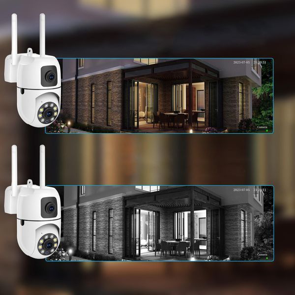 Вулична камера відеоспостереження WiFi, від мережі, Dual Lens E10 / Вайфай камера / Камера спостереження 234573636 фото