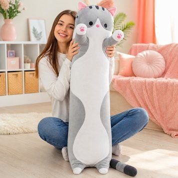 Мягкая игрушка Кот Батон 150 см, Серый / Большая игрушка подушка / Плюшевая игрушка обнимашка / Детская игрушка 234593173 фото
