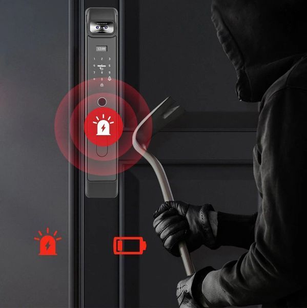 Умный дверной замок с Face ID и отпечатком пальца, от аккумулятора / Электронный замок на дверь с паролем 234591444 фото