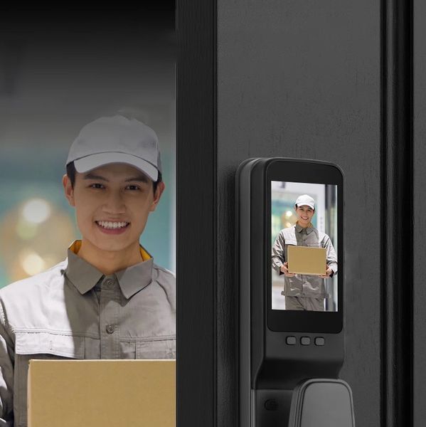 Умный дверной замок с Face ID и отпечатком пальца, от аккумулятора / Электронный замок на дверь с паролем 234591444 фото