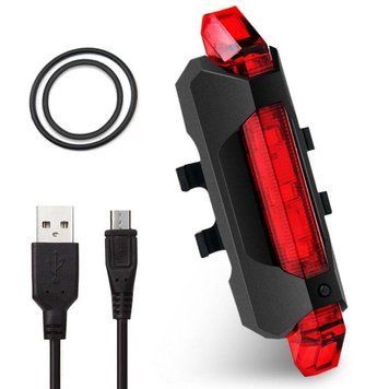 Велосипедная фара на заднюю раму с USB / Велофара белая на велораму / Задний стоп фонарь 234564950 фото